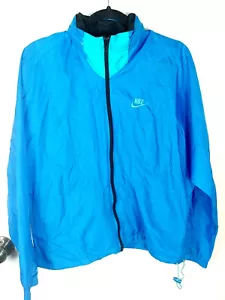 NIKE Windbreaker Jacke ~ Herren Small ~ blau ~ durchgehender Reißverschluss ~ Taschen ~ Kapuze - Bild 1 von 11