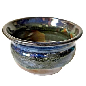 Blue-Green Drip Glaze Clay Pottery Bowl/ Vase Signed LISELLA. - Picture 1 of 13