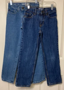 LOT of 2 Boys Blue Denim Straight Fit Jeans-Sonoma + Cat & Jack (Size 8 Slim) - Picture 1 of 9