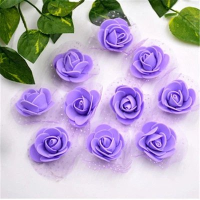 100-500pcs/Lot 3.5cm Mini PE Foam Gauze Rose Flower Head DIY Wedding Home Deco - Image 1 of 4