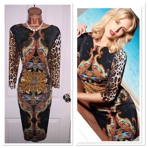 Joseph Ribkoff Floral Sequinned Embellished Jersey Dress Uk Size 16 - Picture 1 of 15