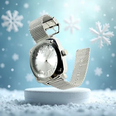 Reloj NY LONDON Hombre Cara Cuadrada Nighthawk Metal Plata Caja Acero Inoxidable Foto 1 de 4