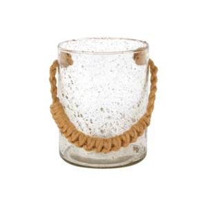 Maine & Crawford Clear Ilina 19cm Beach Cylinder Glass Home Decor w/ Rope Handle - Picture 1 of 2
