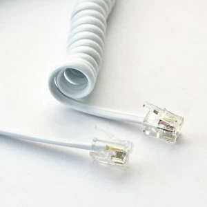 Kabel spiralny do słuchawek telefonicznych 1,5 m biały spiralny RJ-10 4P4C 1,5 m przewód spiralny - Zdjęcie 1 z 1