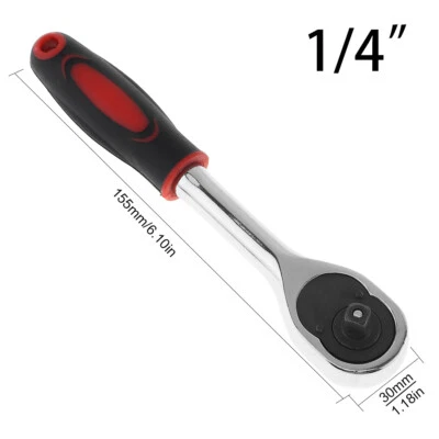 1/4" Ratchet Wrench Handle Drive Socket Spanner Tool Quick Release Reversible US - Image 1 of 4