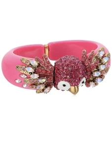 $85 BETSEY JOHNSON RETIRED  CUFF BRACELET, "TROPICAL PUNCH" CRYSTAL BIRD K1FF - Picture 1 of 10