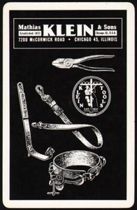 Vintage playing card MATHIAS KLEIN and SONS TOOLS black with pics Chicago ILL - Picture 1 of 2