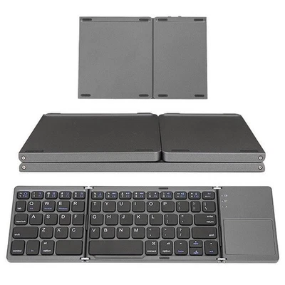 For Tablet Phone Laptop Folding Wireless Bluetooth Keyboard Touchpad Ultra slim - Image 1 of 4