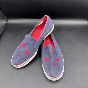 Vintage Lauren Ralph Lauren Janis Lobster Embroidered Navy Slip On Sneakers 10b - Picture 1 of 9