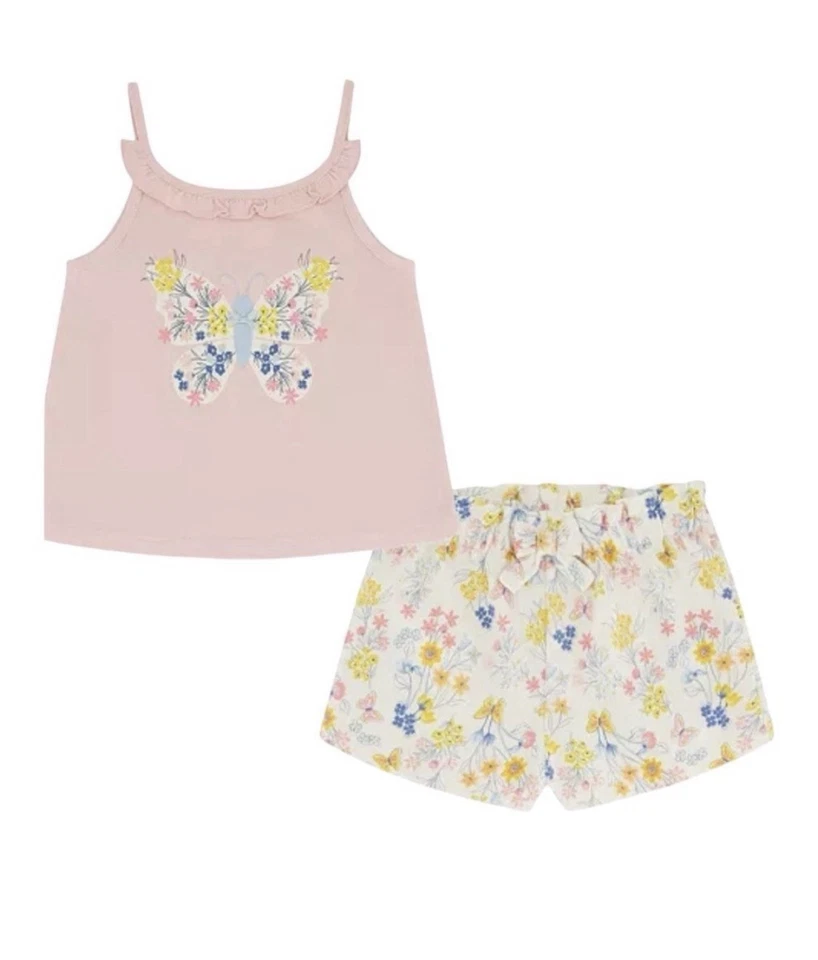 Nuevo Conjunto de Pantalones Cortos de Terry Mariposa para Niños Cuartel General Niñas Pequeñas, 2 Piezas Talla 5 Foto 1 de 2