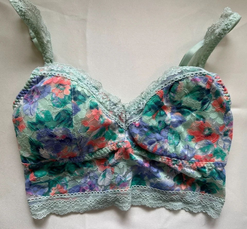 Gilly Hicks Sydney Bralette Verde Menta Multicolor Encaje Corto Camiseta sin Mangas Cami Sujetador XS Foto 1 de 4