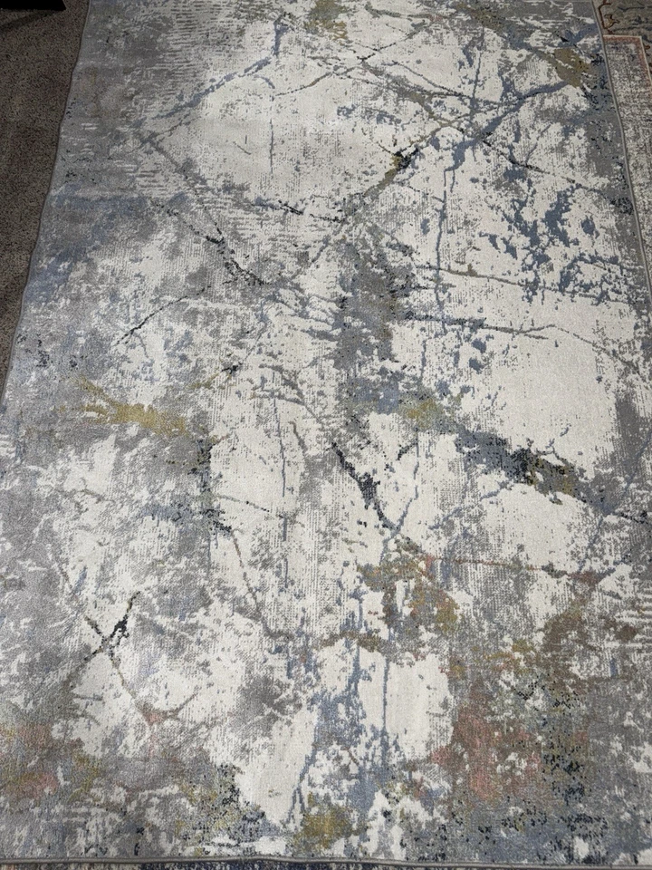 NEW Gray, Mustard, And Pink Abstract Modern Area Rug - 5’2” x 7’7” - Image 1 of 4