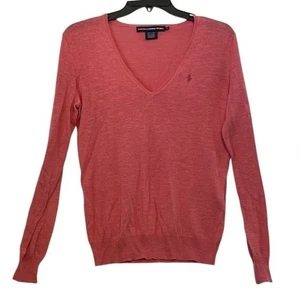 Ralph Lauren Sport Linen Blend Sweater Red Pony Size Small Womens Boyfriend Fit - Picture 1 of 12
