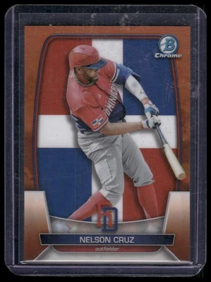 2023 Bowman Chrome #WBC-29 Nelson Cruz WBC Flag Orange Refractor #/25 - Image 1 of 2