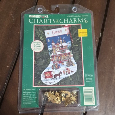 1996 Dimensions Charts And Charms Cross Stitch "Christmas Past" Stocking #8516 - image 1 of 2