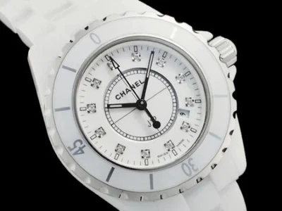 Chanel J12 H1628 33 mm blanco cerámica diamante índice #SU303 Foto 1 de 4