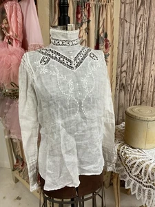 Antik 20er Jahre Damen Mieder Baumwollstoff Handarbeit Spitzenborte #12 - Bild 1 von 9