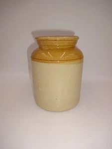 Antik Vintage Preis Bristol Salz glasiert braun creme Steinzeug Topf Glas 5,5" - Bild 1 von 8