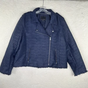 Banana Republic Jacke Damen XL Moto Biker Metallic ausgefranster Saum Reißverschlusstaschen - Bild 1 von 12