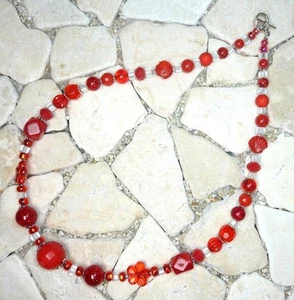 ★ kurze Kette ★ Collier ★ rot & kristall ★ - Picture 1 of 4