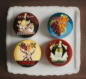 Pottery Barn SET of 4 Wine Bar 8.25” Round Appetizer/Cheese/Salad Plates - Picture 1 of 6