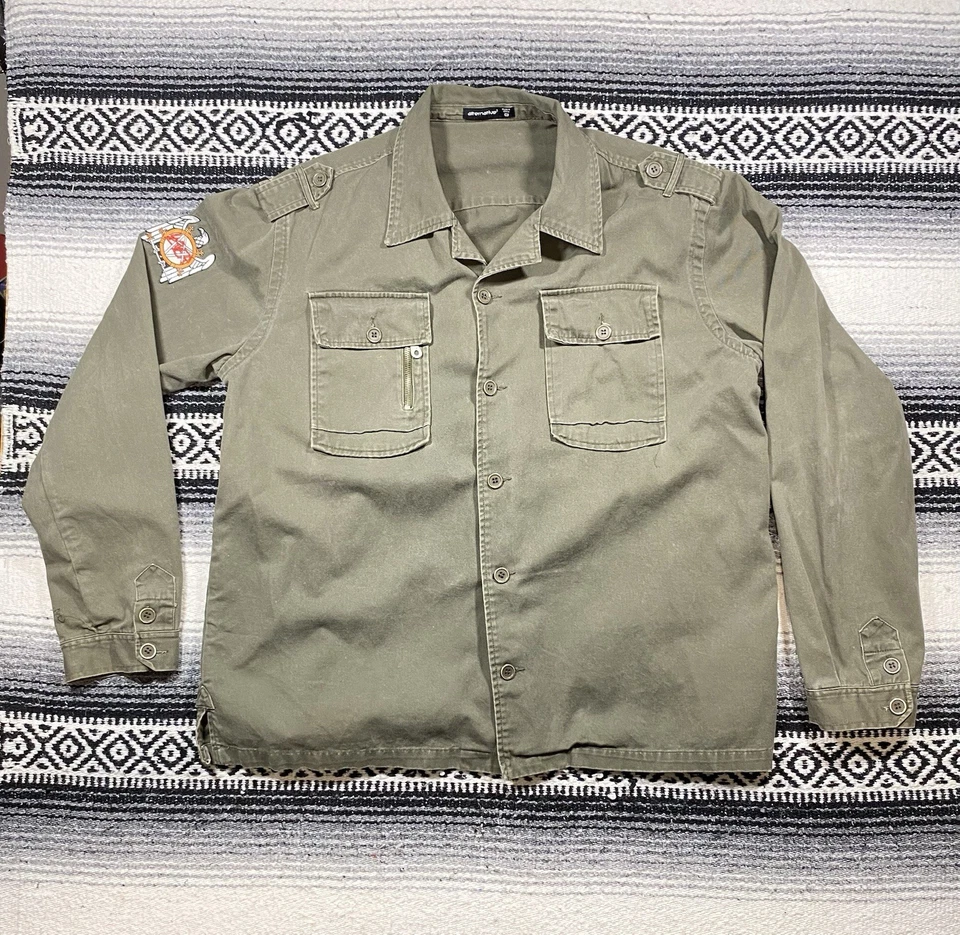 Chaqueta Abrigo SLAYER Banda Parche Militar Para Hombre 2XL Verde Cremallera Bolsillo Charreteras Foto 1 de 4