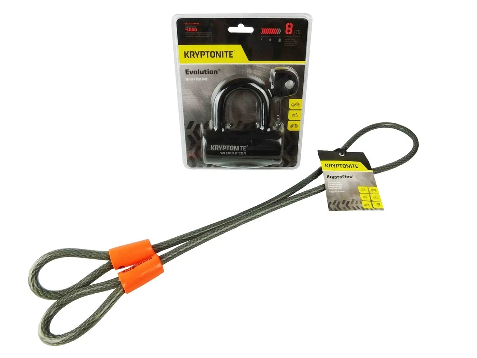 Kryptonite Evolution Series 4 Disc Lock Black and 410 4 ft Looped cable - Image 1 of 4