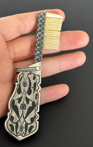 Antiques Silver niello embroidered comb, Antique Silver, Antique Savat Workmansh - Picture 1 of 10