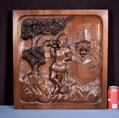 *Large French Antique Deep Carved Architectural Panel Door Solid Walnut Wood Cover