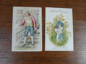 (PC) 2 x CHROMO CHOCOLAT POULAIN TRADE CARD GARCON ET JEUNE FILLE - Foto 1 di 2