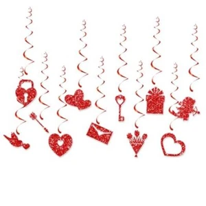 Red Valentines-Day Heart Party-Decorations Garland - 11pcs Valentine's Day Red - Picture 1 of 8