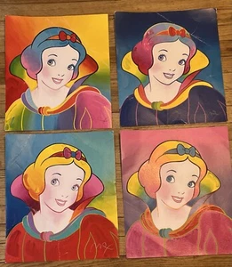 Menge 4 beschädigte Peter Max signierte Serigrafie Schneewittchen Disney Suite Kunstdruck Vintage - Bild 1 von 14