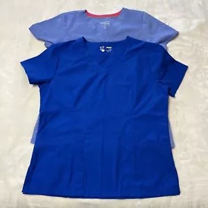 Beyond scrubs, Pandamed Scrub Tops lot of 2 size M light blue & royal blue - Picture 1 of 8