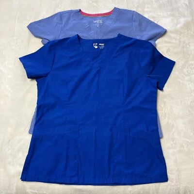 Beyond scrubs, Pandamed Scrub Tops lot of 2 size M light blue  & royal blue - Image 1 of 4
