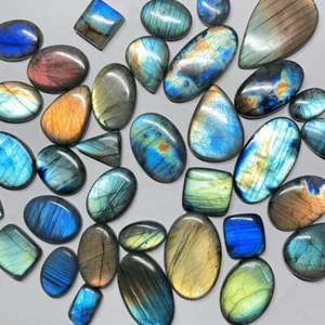 Multi Color Labradorite Cabochon Mix Shape Cabochon Lot Making Jewelry for Gift - Picture 1 of 9