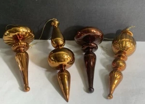 Blown Glass Finial Icicle Christmas Ornament Copper Bronze Gold Tone - Picture 1 of 11