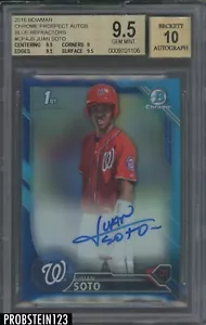 2016 Bowman Chrome Blue Refractor Juan Soto RC Rookie /150 BGS 9.5 w/ 10 AUTO