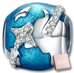 MariaFonte Bead Charm Mondo Viaggio Portafortuna Argento 925 Compatibile - Picture 1 of 6