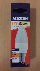 Maxim LED Candle Bulbs 3w BC B22 Bayonet Cap Warm White 2700K 25w Cheap! - Picture 1 of 1