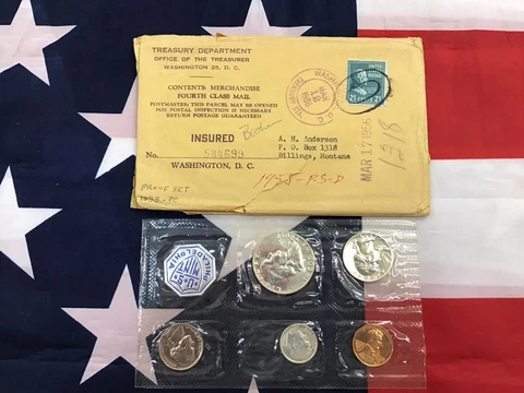 1955 Proof Set In the Original Envelope As Mailed To Customer Cover