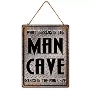 Letrero de metal cueva de hombre en relieve grande vintage retro estaño letreros para el hogar decoración de pared bar - Imagen 1 de 3