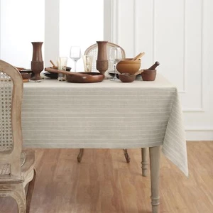 Solino Home Pinstripe Linen Tablecloth 60 x 120 Inch – 100% Pure Linen Natu... - Picture 1 of 7