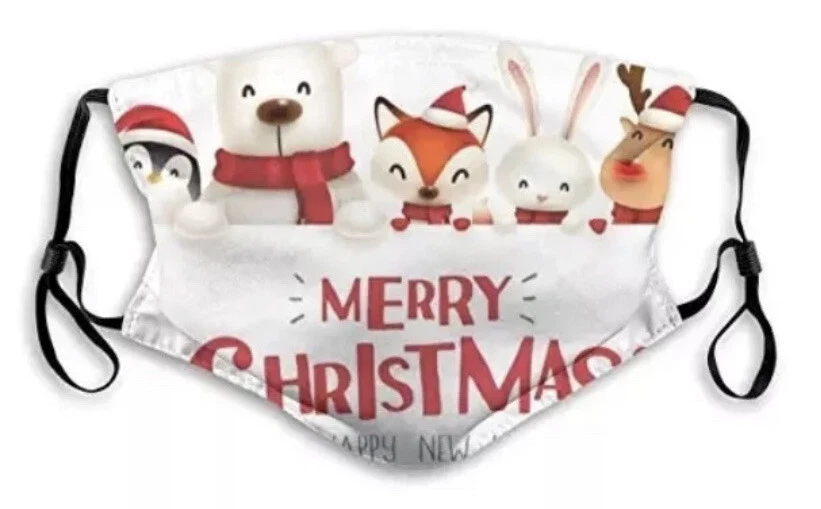 CHRISTMAS Face Mask: Adult, Washable, Adjustable. Merry Christmas! Cartoon - Image 1 of 1