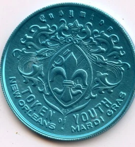 .Mardi Gras Doubloon Krewe of Endymion 1993 Aluminum Blue - Picture 1 of 2