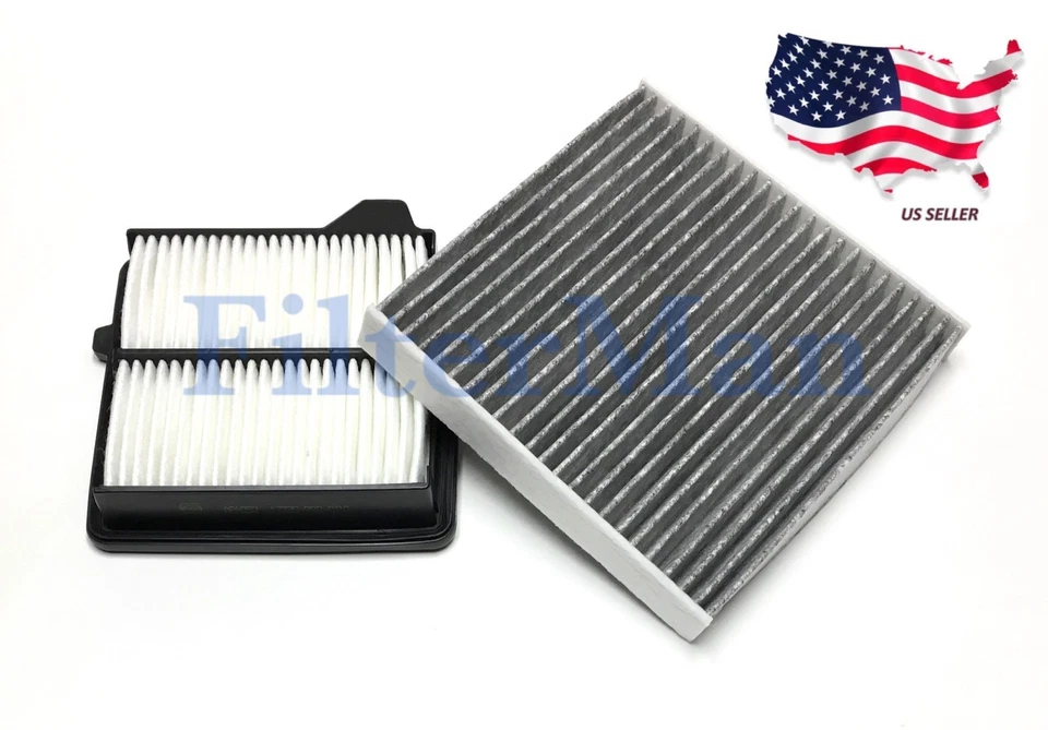 CARBONIZED Cabin + Engine Air filter For HONDA FIT 09-14 Fast Shipping Great Fit - Image 1 of 1