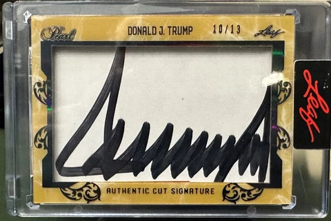 DONALD J TRUMP 2021-22 LEAF PEARL CUT SIGNATURE AUTO 45TH PRESIDENT 10/13 SSP Cover