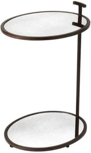End Table Side Contemporary Distressed Antiqued Bronze Iron Mirror - Picture 1 of 3