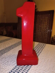 Vintage HAEGER Kunstkeramik ROTE VASE 8" Keramik "Nummer Eins" - 8" L x 3" B x 2,5" T - Bild 1 von 12