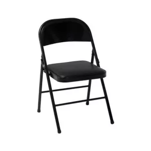 Deluxe Folding Chair Vinyl Padded Seat Metal Back Heavy Duty Indoor Use - Picture 1 of 4