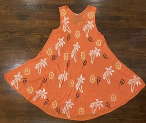Shoreline Gauzy Swing Sun Dress Women's Size OSFM Boats & Palms Orange - Picture 1 of 5